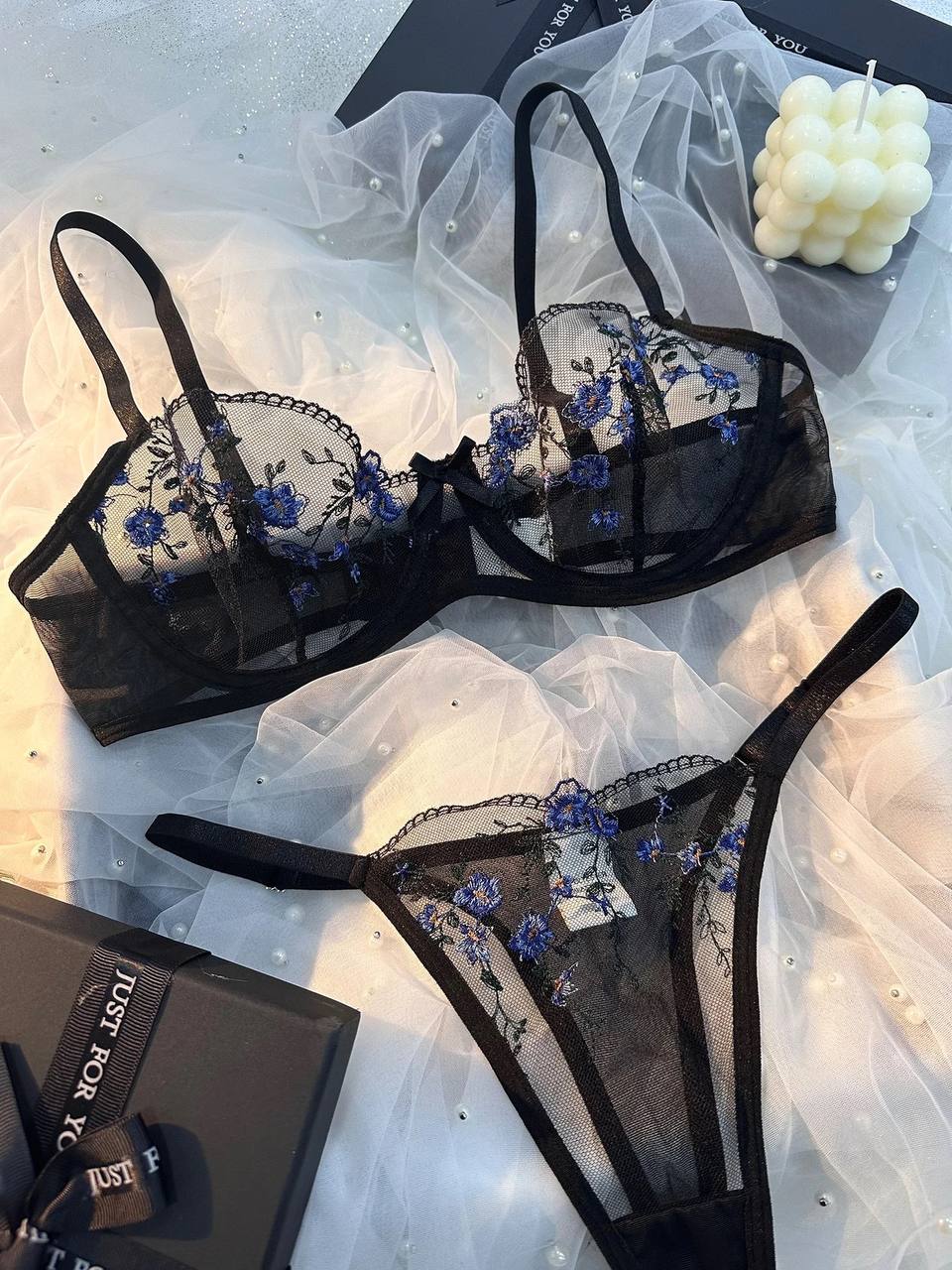 Midnight Bloom Lingerie Set