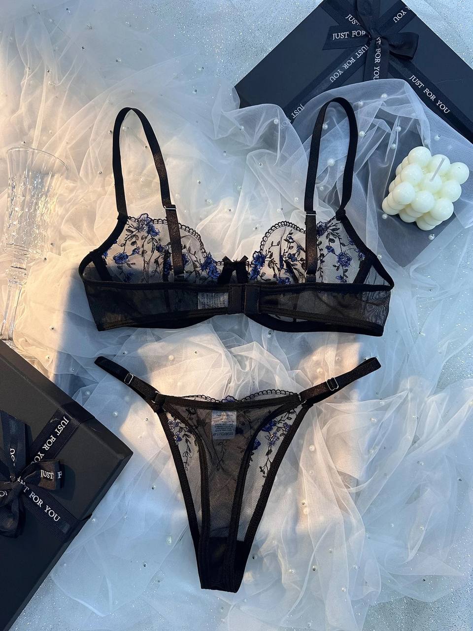 Midnight Bloom Lingerie Set